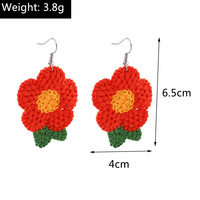 Pendientes de girasol de ganchillo hechos a mano para mujer, pendientes florales tejidos con hilo creativo, pendientes de flores de primavera para niñas, regalos de joyería