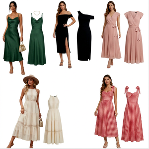 Robes d'été imprimées à ourlet rond pour femmes, tenues de voyage en plein air, styles variés, commande en gros, expédition, modèle 2026.4 - Product Image 1