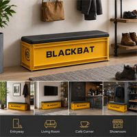 Banc d'entrée moderne gain de place en fer noir avec assise rembourrée, idéal pour les magasins et les halls d'hôtel – Vente directe usine