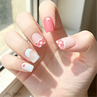 24 faux ongles carrés en ABS à pression, motif cœur à carreaux rose et rouge, pour la Saint-Valentin, qualité salon pour femmes