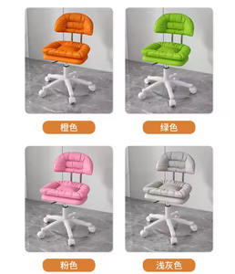 Fauteuil de coiffure rose rembourré, chaise de beauté pivotante avec appui-tête et roulettes - Product Image 6