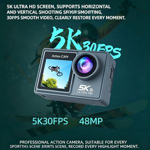 Caméra d'action étanche <span class=keywords><strong>5K</strong></span>, double écran, grand angle 170°, stabilisation anti-tremblement, prise en charge du Wi-Fi, pour utilisation en extérieur, étanche jusqu'à 30m - Product Image 1