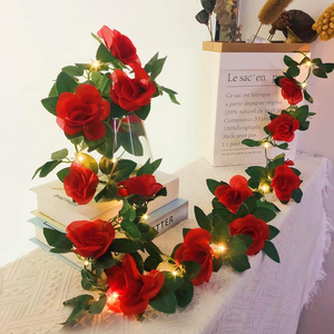 Guirlande lumineuse en soie en forme de rose avec LED flexibles, réaliste et romantique, idéale pour les mariages et la Saint-Valentin - Product Image 3