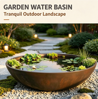 Bac à eau en acier durable personnalisé pour la décoration de jardin et l'architecture paysagère