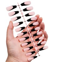 132 Uñas Postizas de Larga Duración, 5 Colores, Forma Cuadrada, Punta Francesa Blanca, Material ABS, Aplicación con los Dedos