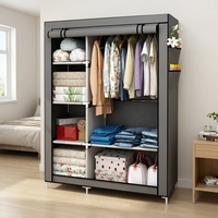 Armoire Portable Pliable Simple 105cm avec Deux Barres de Suspension Simples, Cadre en Acier Galvanisé, Housse à Fermeture Éclair, Montage Sans Outil