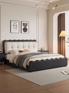 Ensemble de mobilier de chambre à coucher style crème français 2026, lit capitonné nuage français pour chambre principale avec tête de lit haute, design élégant - Product Image 5