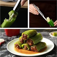 Roestvrijstalen jalapeño-peperontpitter met gekarteld blad, ergonomische handgreep, verwijdert zaden, fruit en groenten