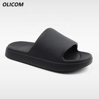 OLICOM Pantoufles pour femmes avec logo personnalisé, type coussin, Cloud Slides, antidérapantes, pour la douche et la salle de bain, à semelle épaisse et douce, pour la maison