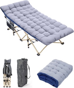 Lit de camping multifonction robuste, lit pliant simple, portable, en acier, pour extérieur, patio, jardin, plage, matelas moderne et robuste - Product Image 6