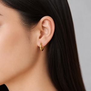 Classic Slim <b>Hoop</b> <b>Earrings</b> Stainless Steel 14K Gold Vacuum Plated Polished Round <b>Hinged</b> <b>Hoops</b> - Product Image 5