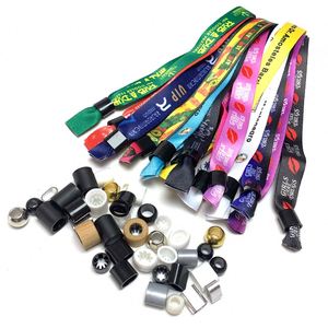 Bracelet promotionnel en ruban de polyester tissé avec fermoir en plastique et verrou de bracelet à glissière unidirectionnelle - Product Image 1