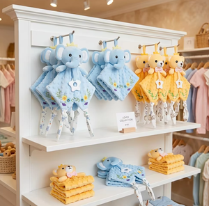 Couverture de sécurité personnalisée OEM en forme d'éléphant pour bébé, jouet en peluche doux, <span class=keywords><strong>doudou</strong></span> pour nouveau-né, cadeau de naissance - Product Image 5