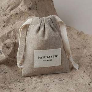 Minimalist Style <b>Recyclable</b> Drawstring Herringbone Pattern Ornaments <b>Bag</b> Cotton Linen Dust Drawstring <b>Bag</b> - Product Image 5