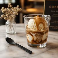 Cuillère à gelato noire mate 140 mm, ustensile jetable en plastique pour desserts, vente en gros pour glacier, café, sundae