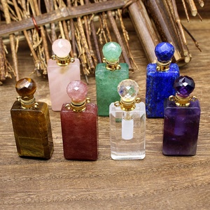 Botella de Perfume de Cristal Natural Pulido a Mano de Alta Calidad al por Mayor, Amatista y Cuarzo Rosa para Mujer, Decoración y Regalo - Product Image 1