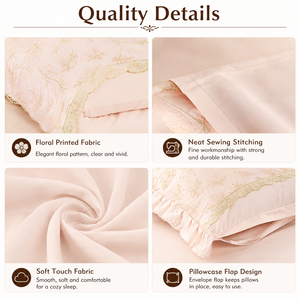 Parure de lit 6 pièces de luxe en coffret cadeau, ensemble de literie florale avec housse de couette et drap, vente en gros - Product Image 4