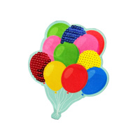 Vente en gros de patchs personnalisés en tissu brodé en 3D ballon à coudre avec logo à paillettes pour chapeau et robe en forme de fleur