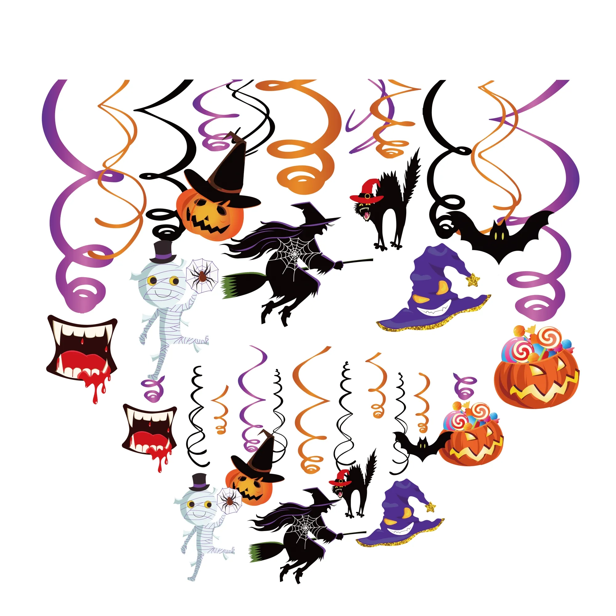 Decoração de Halloween para crianças, folha de PVC suspensa de abóbora com 30 peças, decoração para decoração de casa, Halloween, Halloween, decoração de Halloween
