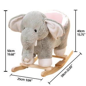 Chaise à bascule pour bébé de 6 à 36 mois, éléphant gris en peluche, jouets à chevaucher pour enfants - Product Image 5