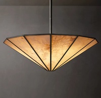 Lustre de plafond nordique pour salon, éclairage LED E26 à intensité variable, panneaux en marbre massif encadrés individuellement, Lucette