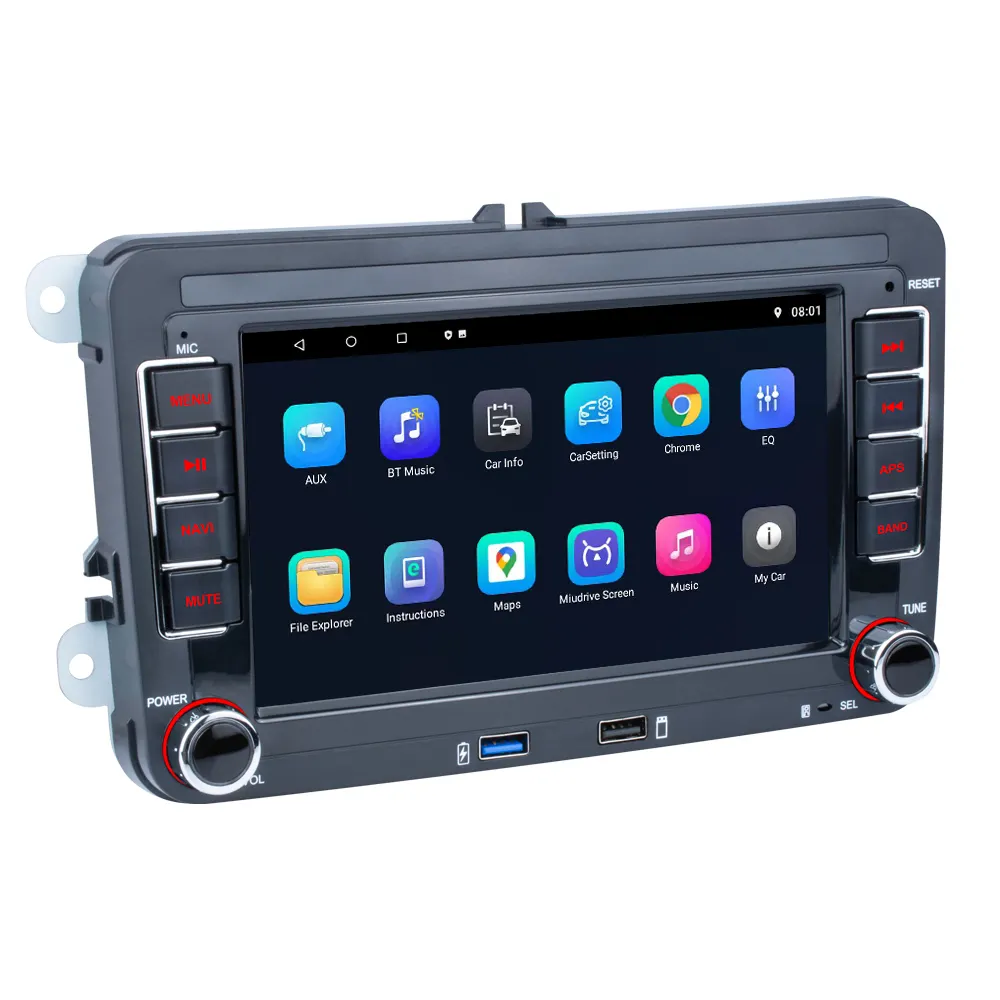 Toque de Tela 7 ''Android Stereo Car Audio 2 B6 Din Rádio Do Carro Para VW Skoda Octavia Golf Passat Polo