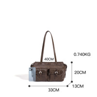 Tas Selempang Kulit Sapi Asli Logo Kustom Vintage Utilitas Multi Kantong Tas Kulit Wanita Grosir