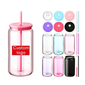 Vaso de Plástico Personalizado de 16 oz, Libre de BPA, con Forma de Lata de Leche, Jugo o Cerveza, con Pajita y Tapa - Product Image 1