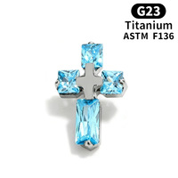 F136 Titanium Glansrijke Kruisvormige Vervangende Top, Hypoallergeen, Binnengewin, Geschikt voor Helix, Kraakbeen en Lip Piercing