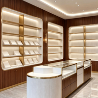 Étagères personnalisées pour magasins de tabac : Panneaux rainurés classiques éclairés par LED pour vitrines murales de boutiques de cigares
