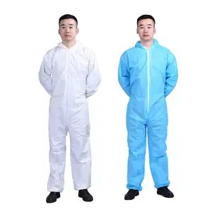 Workwear Coverall For Men Coverall Suit Disposable Nonwoven Overall White Blue Yellow With Hood And Boots