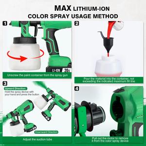 20V Cordless DIY 800ml Mini <b>Brushed</b> Motor 2500PSI Battery-<b>Powered</b> Feed Spray Painting Paint Sprayer Gun CPS-20B Cordless Paint S - Product Image 5