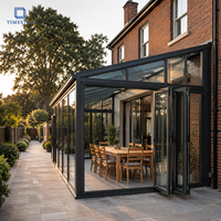 Véranda de jardin toute l'année pour repas en plein air, pièce vitrée isolée sur mesure, serre en aluminium à rupture de pont thermique pour salle à manger