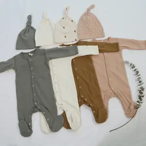 Custom 95% Organic Cotton 5% Spandex Baby Footie Snaps Onesie Jumpsuit Baby Snaps Sleepwear Romper