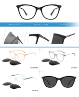 Montures à clipser œil de chat en acétate avec verres polarisés UV400 TAC, branches métalliques, lunettes optiques, vente en gros, personnalisables