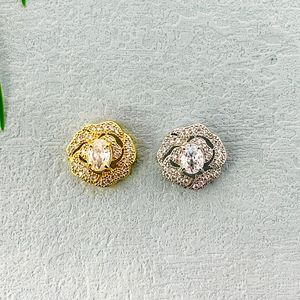 Conjunto de collar con forma de flor y colgante de circonita, diseño ovalado, engaste de garra, aleación de zinc, joyería de regalo para mujer - Product Image 4
