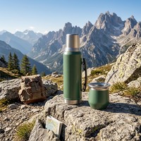 Bouteille isotherme à double paroi en acier inoxydable 1,2 L 1,6 L avec bec verseur, couvercle à paille et poignée pour Yerba Maté et activités de plein air