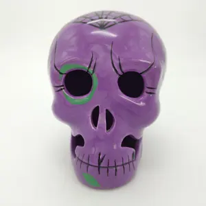 Colorful Ceramic Purple Skeleton Ornaments Piggy Bank for Home Decor Money Boxes for Collecting Coins