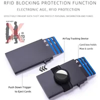 Casing logam ramping dompet untuk pria, RFID untuk Airtag tempat kartu dengan tombol Cash Band pemegang kartu kredit untuk Pop Aluminium
