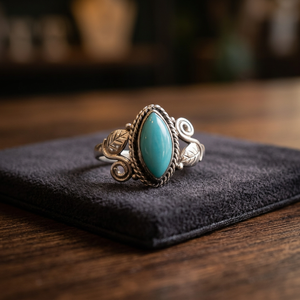 Bague statement en argent sterling 925 avec pierre de chalcédoine sertie en bélière, élégante bague statement en argent avec pierre - Product Image 1