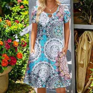 <span class=keywords><strong>ZANZEA</strong></span> mujer verano dulce Floral estampado hasta la rodilla vestido sin mangas algodón Lino transpirable suelto Casual fiesta Natural - Product Image 3