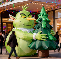 Modèle gonflable Grinch de 2,4 m câlinant un arbre avec lumières LED pour décoration de fête, de vacances, de jardin extérieur et présentation