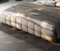 Lit de rangement rembourré en tissu style bouffant français, tailles Queen et King, sur mesure, OEM, mobilier de chambre à coucher, vente en gros