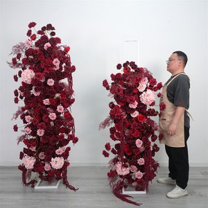 High Quality silk cloth <b>Flower</b> Backdrop arrangement for Event Party Stage background Decoration - Product Image 3