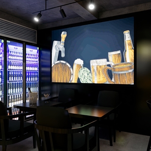 Estantes de madera modernos para vino, escaparate de tienda de cerveza de vidrio, vitrina de vino iluminada para diseño de tienda de licores - Product Image 5