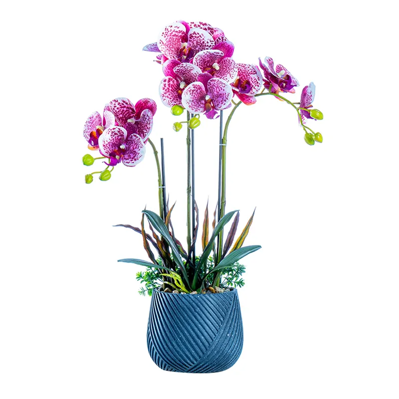 artificial flower orchid table centerpiece fabric flower Phalaenopsis in pot decoration valentines day gift 2023
