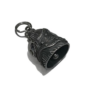 Haute qualité en acier inoxydable étoiles rayures crâne porte-bonheur motard Gremlin gardien moto équitation cloche - Product Image 5