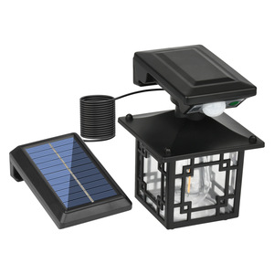 Solar <b>Sensor</b> <b>Light</b> Outdoor 10W LED Patio Garden Street Lighting With <b>Motion</b> Detection Black Lantern Style - Product Image 1