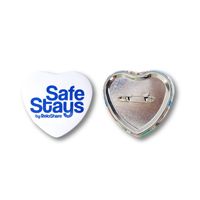 Badge magnétique en forme de cœur personnalisé avec logo imprimé, en fer blanc, couleur et taille sur mesure