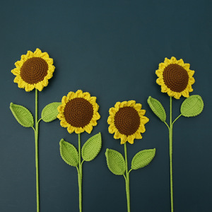 Bouquets <span class=keywords><strong>de</strong></span> tournesols tissés à la main, une création artisanale <span class=keywords><strong>pour</strong></span> <span class=keywords><strong>maman</strong></span>, faits au crochet avec <span class=keywords><strong>de</strong></span> la fausse laine, une finition magnifique - Product Image 1